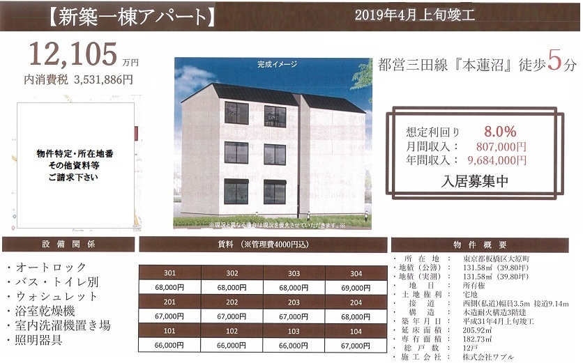 一棟売りアパート図面