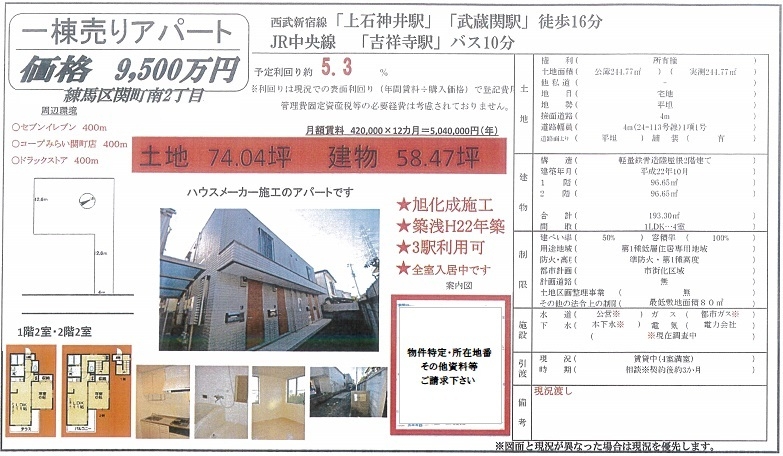 一棟売りアパート図面