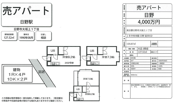 一棟売りアパート図面