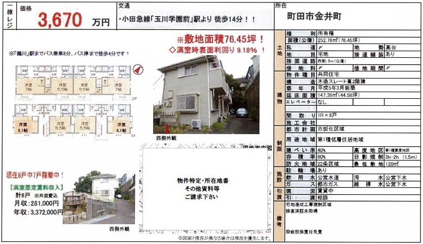 一棟売りアパート図面