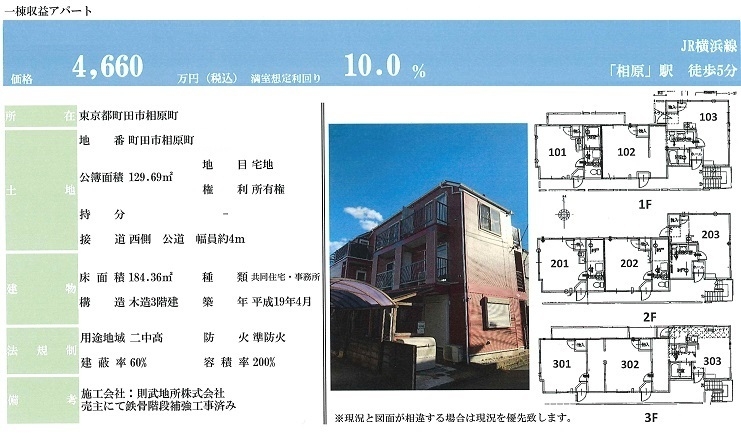 一棟売りアパート図面