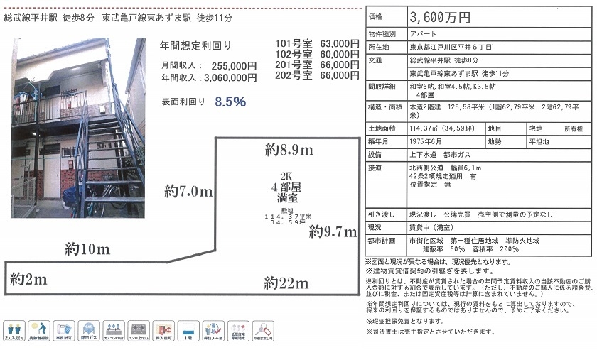 一棟売りアパート図面