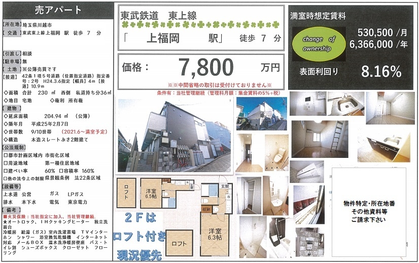 一棟売りアパート図面