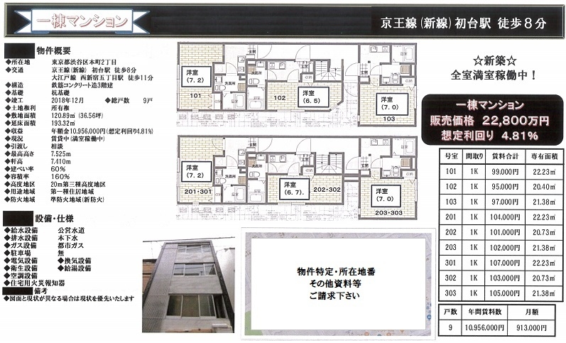 一棟売りマンション図面