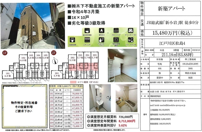 一棟売りアパート図面