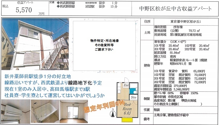 一棟売りアパート図面