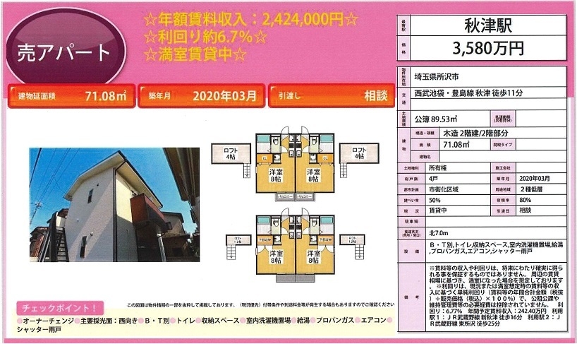 一棟売りアパート図面