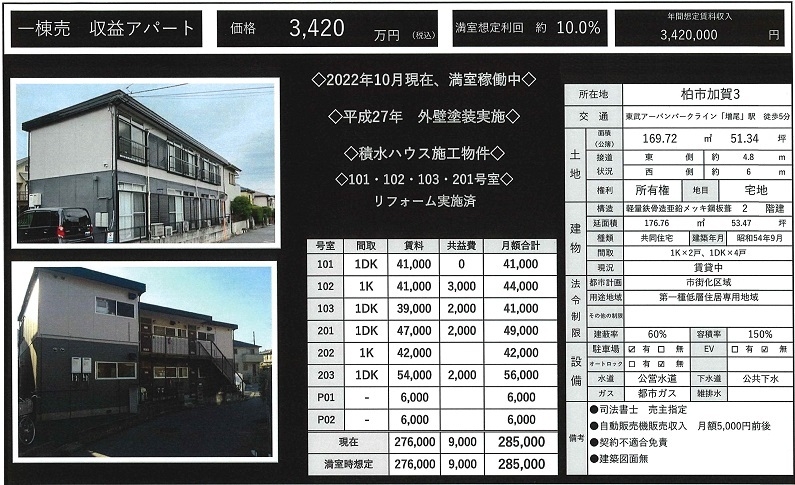 一棟売りアパート図面